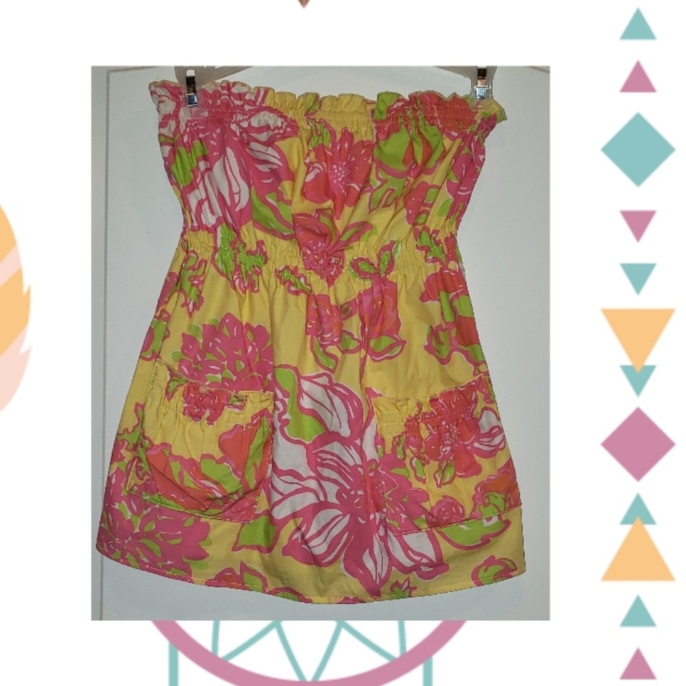 Lilly Pulitzer strapless floral shirt with pockets